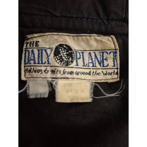 The Daily Planet Vintage 100% Wool Coat Embroidered Hooded Jacket Blue black L - Picture 8 of 10